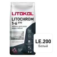 Цветная цементная затирка LITOCHROM 1-6 EVO/ЛИТОХРОМ 1-6 ЭВО LE.200 белый 5 кг от магазина НЕЛМАР