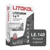 Цветная цементная затирка LITOCHROM 1-6 EVO/ЛИТОХРОМ 1-6 ЭВО LE.140 мокрый асфальт 25 кг от магазина НЕЛМАР