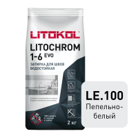 Цветная цементная затирка LITOCHROM 1-6 EVO/ЛИТОХРОМ 1-6 ЭВО LE.100 пепельно-белый 2 кг от магазина НЕЛМАР