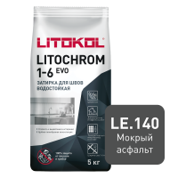 Цветная цементная затирка LITOCHROM 1-6 EVO/ЛИТОХРОМ 1-6 ЭВО LE.140 мокрый асфальт 5 кг от магазина НЕЛМАР